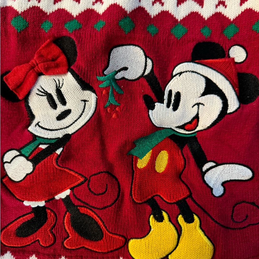 Red holiday fun Disney sweater with Mickey and Minnie!